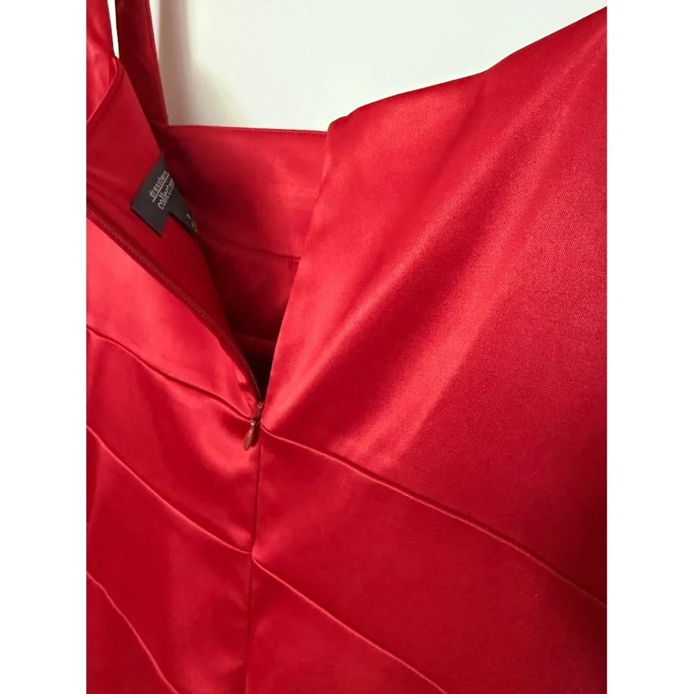 33-Dressbarn‎ Collection  Sz 8 Red Sheath Dress Square Neck Sleeveless Ruched